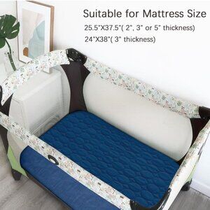 Quilted Pack N Play Mattress Pad Sheets Cover Waterproof 2 Pack 27"x39"x5"